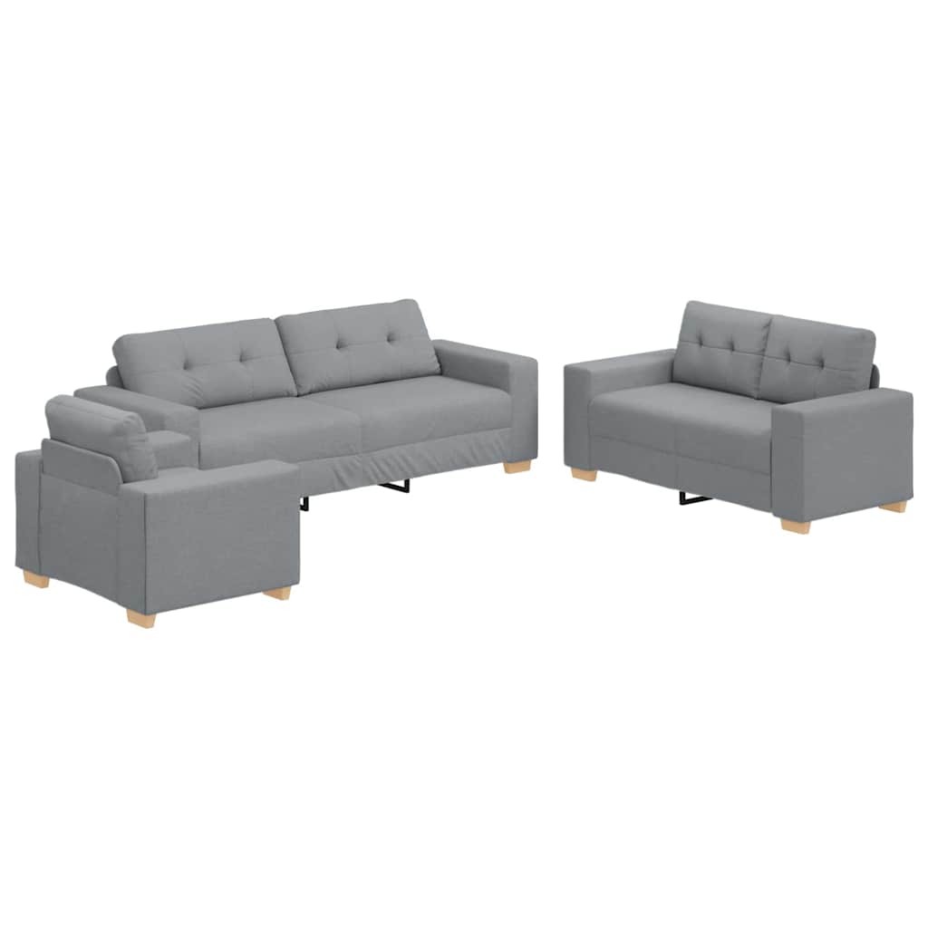 Sofa Set with Cushion with Pillow Grey Fabric